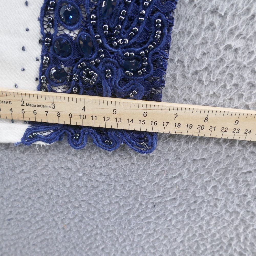 Soft Surroundings Parisa Beaded Lace‎ Ankle Jeans 8 White Blue Embellished - Picture 13 of 14